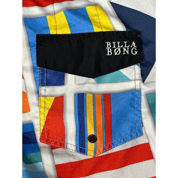 Billabong Men’s Flag Print Board Shorts Size 31 Swim Surf Trunks Performance - Picture 8 of 8